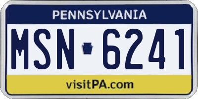 PA license plate MSN6241