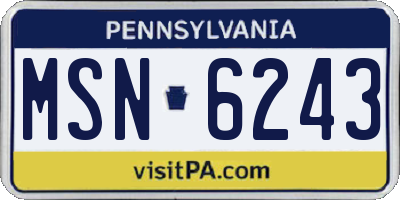 PA license plate MSN6243