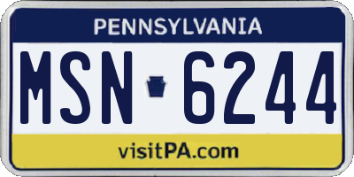 PA license plate MSN6244