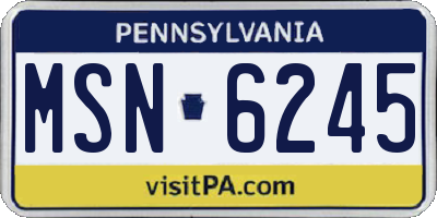 PA license plate MSN6245