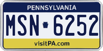 PA license plate MSN6252
