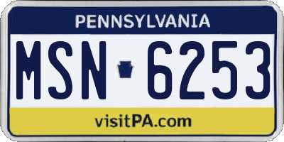PA license plate MSN6253