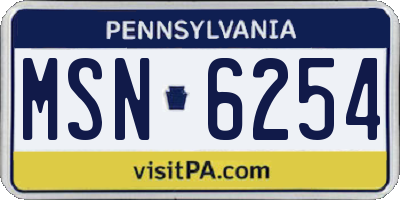 PA license plate MSN6254