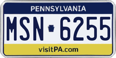 PA license plate MSN6255