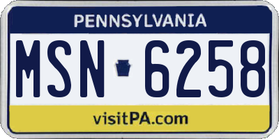 PA license plate MSN6258