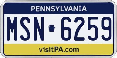 PA license plate MSN6259