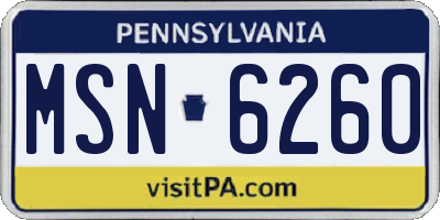 PA license plate MSN6260