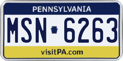 PA license plate MSN6263
