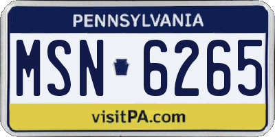PA license plate MSN6265