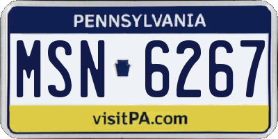 PA license plate MSN6267
