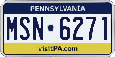 PA license plate MSN6271