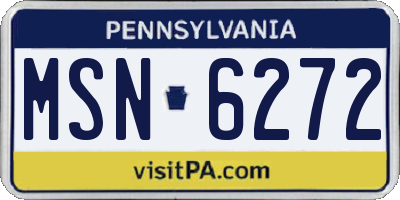 PA license plate MSN6272