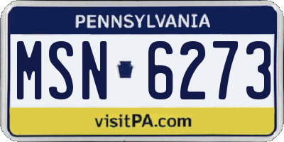 PA license plate MSN6273