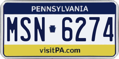 PA license plate MSN6274