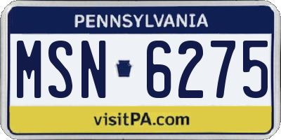 PA license plate MSN6275