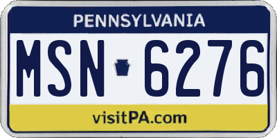 PA license plate MSN6276