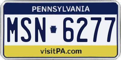 PA license plate MSN6277