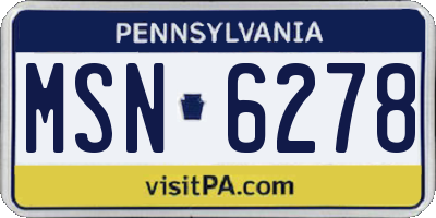 PA license plate MSN6278