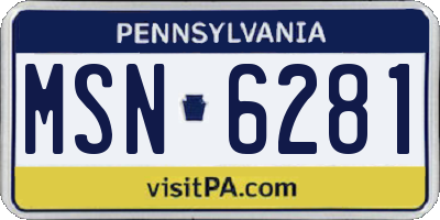 PA license plate MSN6281