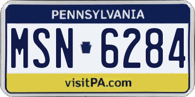 PA license plate MSN6284