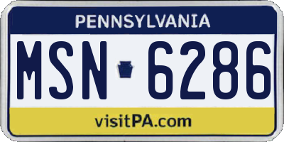 PA license plate MSN6286