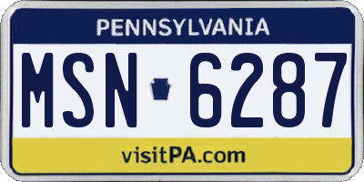 PA license plate MSN6287