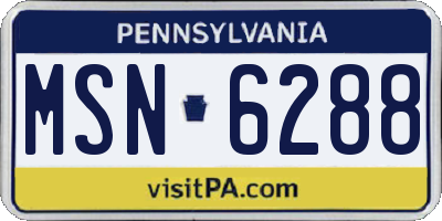 PA license plate MSN6288