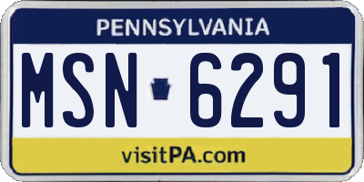 PA license plate MSN6291
