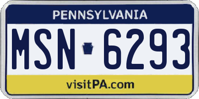 PA license plate MSN6293