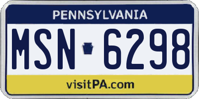 PA license plate MSN6298