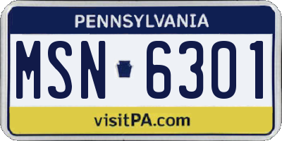 PA license plate MSN6301