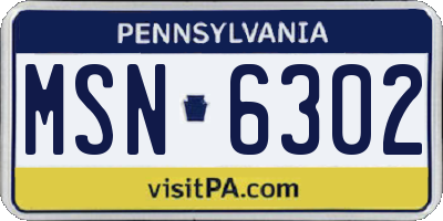 PA license plate MSN6302