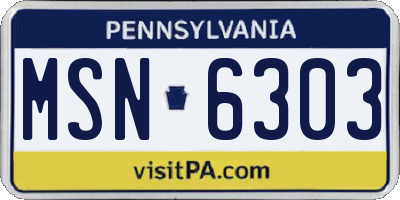 PA license plate MSN6303