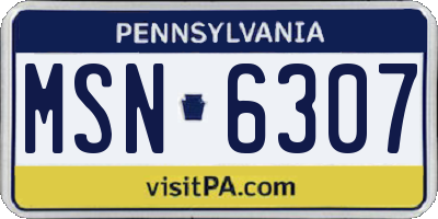 PA license plate MSN6307