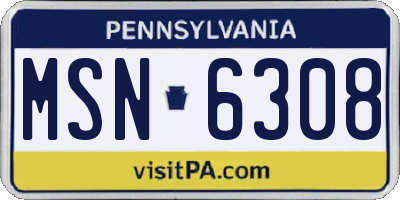 PA license plate MSN6308