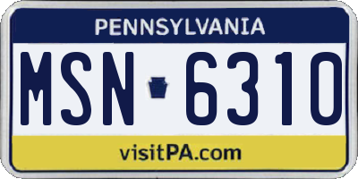 PA license plate MSN6310
