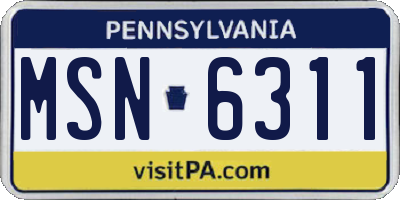 PA license plate MSN6311