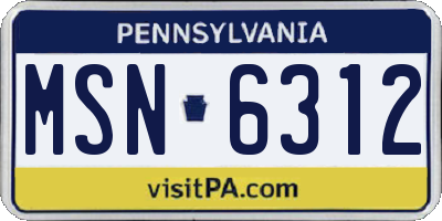 PA license plate MSN6312
