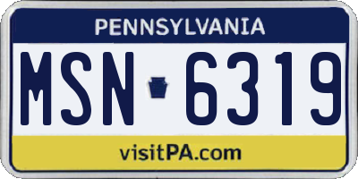PA license plate MSN6319