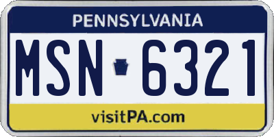 PA license plate MSN6321