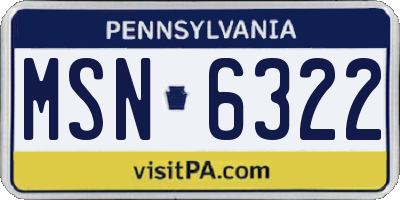 PA license plate MSN6322
