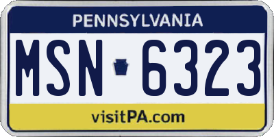 PA license plate MSN6323