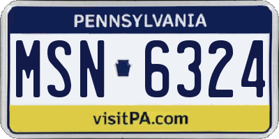 PA license plate MSN6324