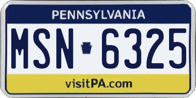 PA license plate MSN6325