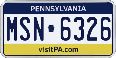 PA license plate MSN6326