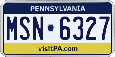PA license plate MSN6327