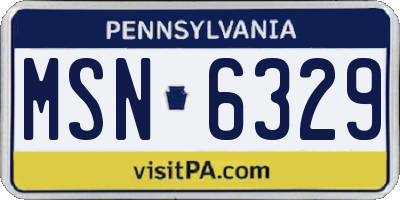PA license plate MSN6329