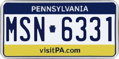 PA license plate MSN6331