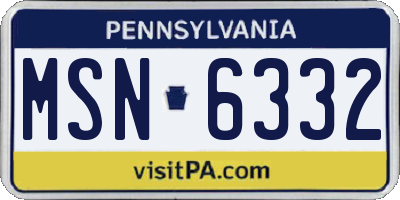 PA license plate MSN6332