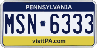 PA license plate MSN6333